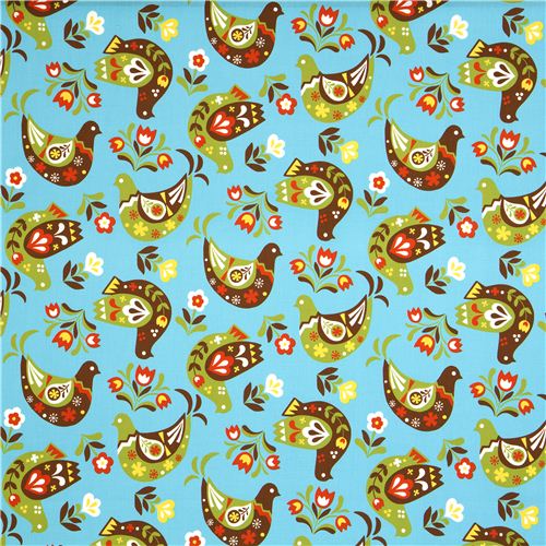cute fabric with doves and flowers by Kokka 2