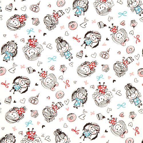 cute fabric with girls cupcakes donuts by Kokka 2