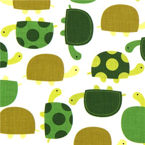 Bonita tela con tortugas verdes Robert Kaufman Tela