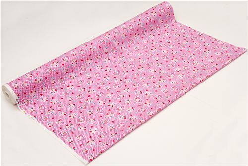 cute fabric with rabbit heart doughnut by Kokka Japan 3