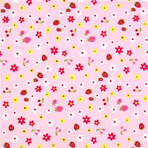 cute fabric with strawberry cherry flower by Kokka 2