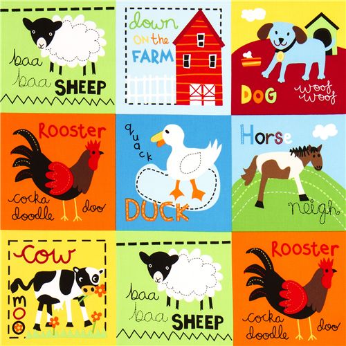 Bonita tela a cuadros animales de granja, de Robert Kaufman Tela