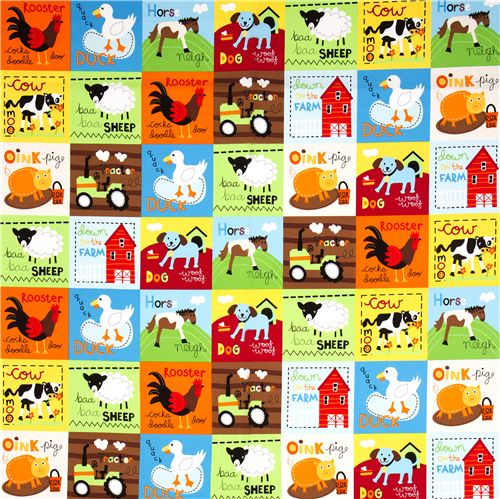 cute farm animal squares fabric de Robert Kaufman 2