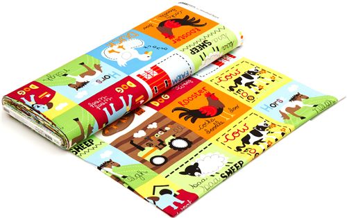 cute farm animal squares fabric de Robert Kaufman 3
