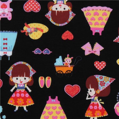 cute girls Japanese fabric Kokka poodle clothes Fabric