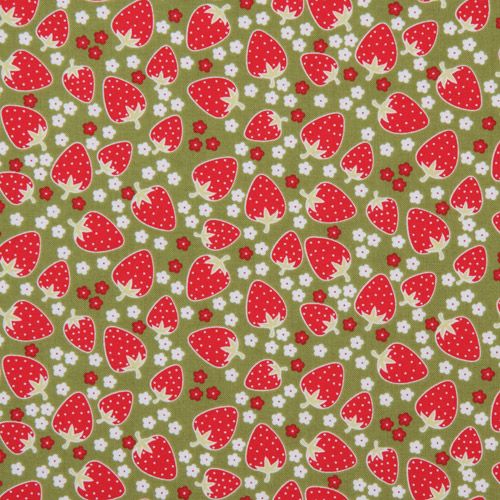 cute green Michael Miller fabric Strawberry Florets 2