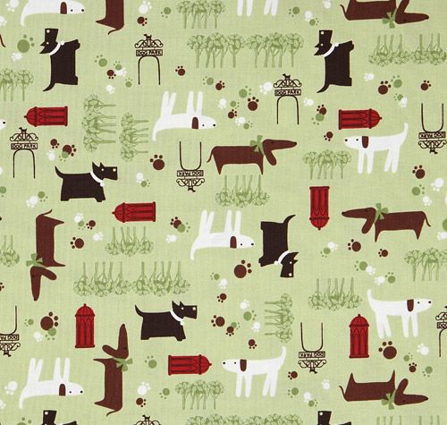 cute green dogs fabric paws Robert Kaufman 2