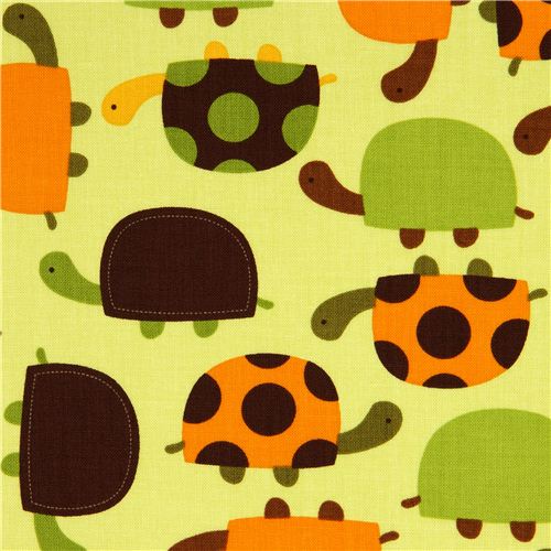 cute green fabric with turtles Realizzato da Robert Kaufman 1