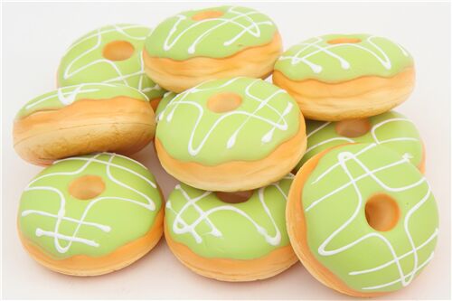 Süßes grüne weiße Glasur Donut Brötchen Squishy 5