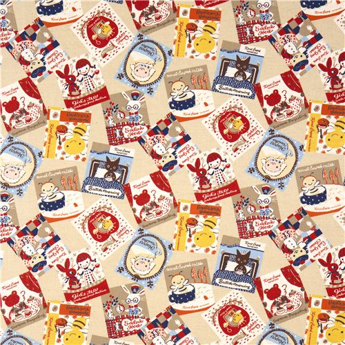 cute honeybee canvas fabric with animals dal Giappone2