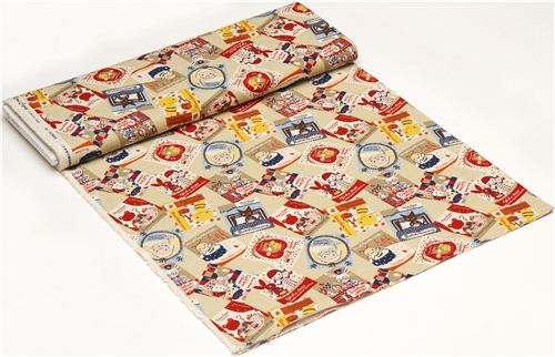 cute honeybee canvas fabric with animals dal Giappone3