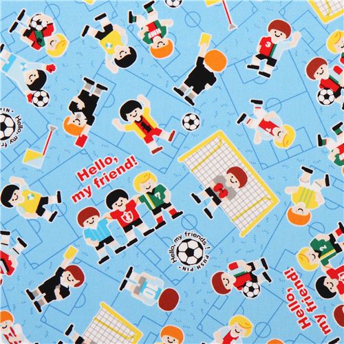 cute light blue football player oxford fabric by Kokka