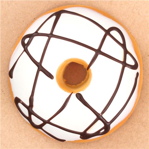 Adorable squishy  en forme de donut en bun avec un glaage crme et marron 2