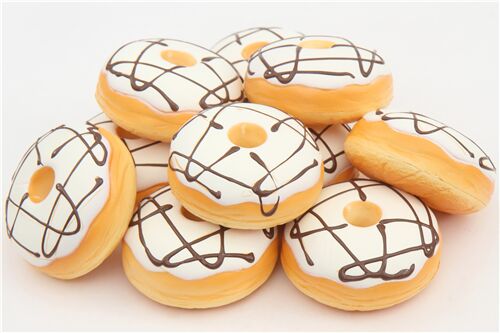 Süßes hellcremefarbene braune Glasur Donut Brötchen Squishy 5