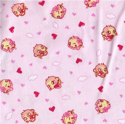 cute monkey fabric hearts kawaii half yard 1