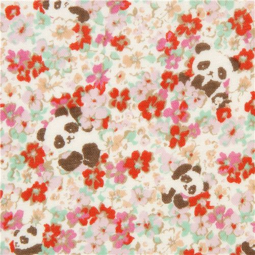 süßer Panda Bär Double Gauze Stoff mit Blümchen aus Japan Stoff