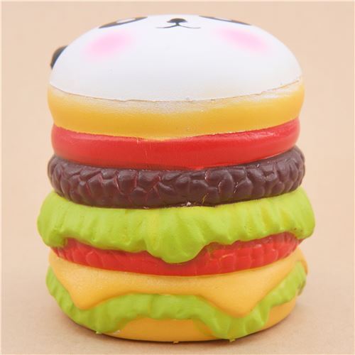 lindo Vlampo Squishy kawaii hamburguesa con cabeza de panda 2