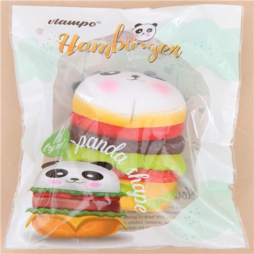 lindo Vlampo Squishy kawaii hamburguesa con cabeza de panda 4