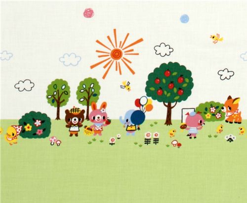 ssser Park Tiere grner Kokka Stoff aus Japan kawaii 1