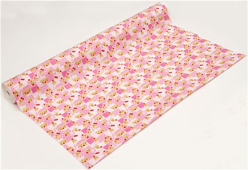 cute patterned fabric by Kokka with bear and apple 3