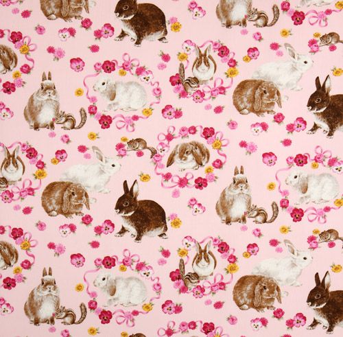 cute pink Easter bunny fabric flowers chipmunks 2