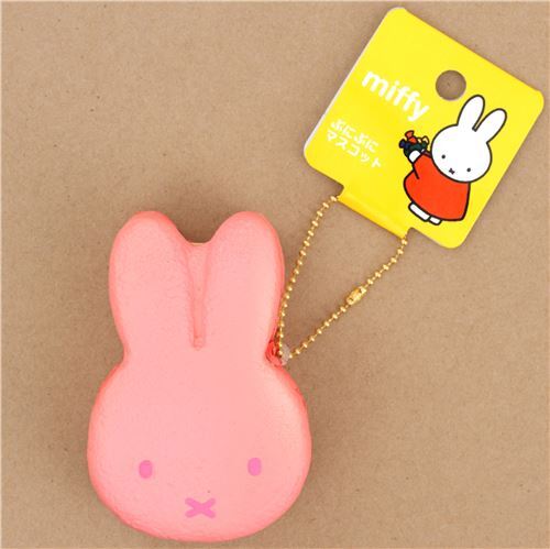 cute pink Miffy bunny rabbit ice cream sandwich squishy for backpack 2