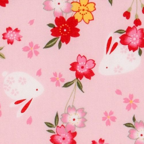 cute pink bunny cherry blossom fabric flowers Kokka 1