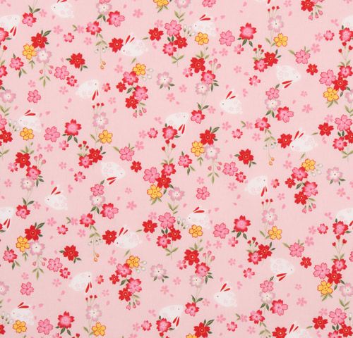 cute pink bunny cherry blossom fabric flowers Kokka 2