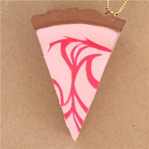 Squishy Cafe de N , part de gâteau cheesecake rose avec un coulis fuchsia 2