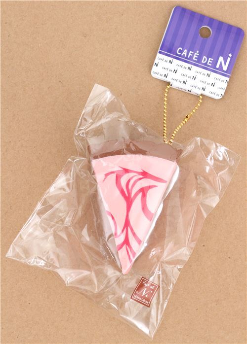Squishy Cafe de N , part de gâteau cheesecake rose avec un coulis fuchsia 5