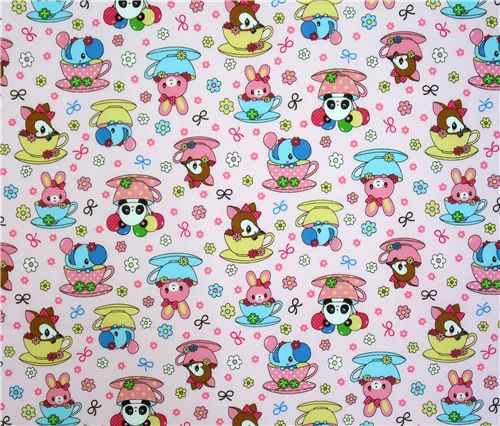 cute rosa deer panda bunny elephant Kokka fabric 2