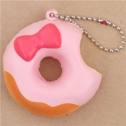 cute pink donut with hot pink bow squishy charm kawaii 4