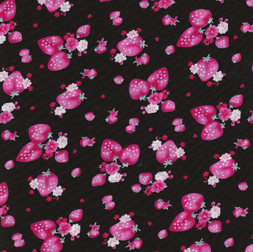 cute pink strawberries fabric kawaii 0.5m 1