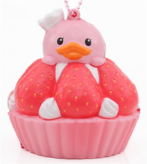 Squishy  kawaii en forme de tarte aux fraises rose, Sammy the Patissier