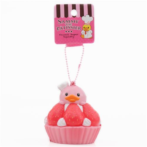 Squishy  kawaii en forme de tarte aux fraises rose, Sammy the Patissier 4