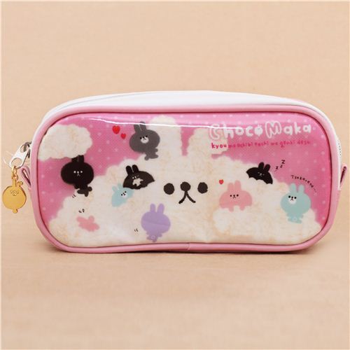 cute pink-white wool cuddle bunny pencil case from Japan - modeS4u