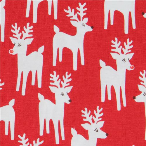 cute red Christmas fabric reindeer Robert Kaufman 1