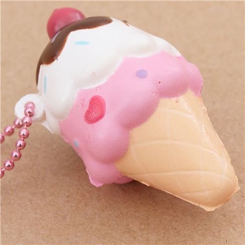 S��er kleiner wei�e pinke Eiscreme duftender Squishy von Puni Maru 3