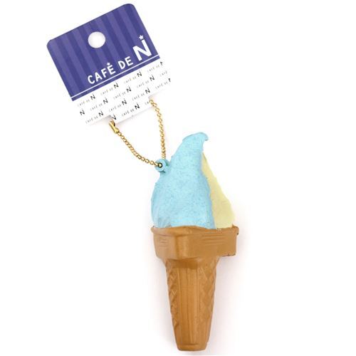 cute soft light yellow blue swirl ice cream squishy Cafe de N 3