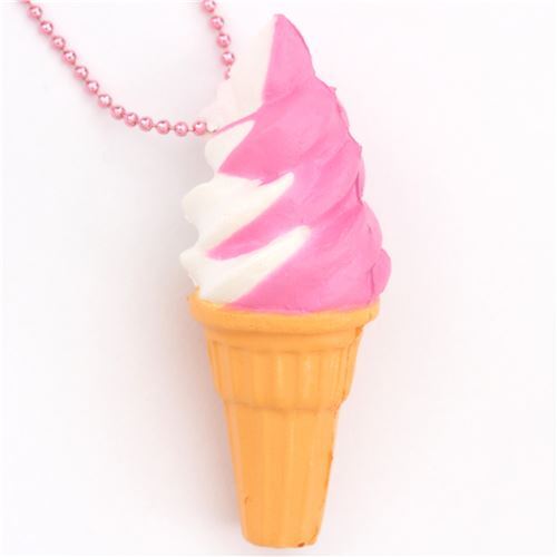 Colgante blando Cafe de N Squishy para mvil helado espiral rosa blanco