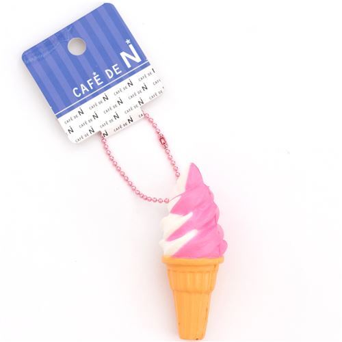 Colgante blando Cafe de N Squishy para mvil helado espiral rosa blanco 2