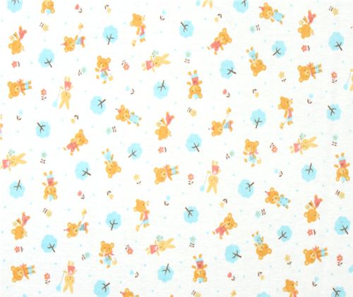 cute teddy bear Jersey Kokka Fabric from Japan kawaii 2