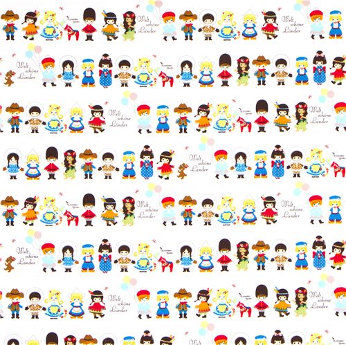 cute traditional dressed children fabric de Kokka 2