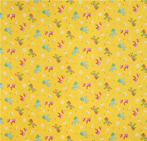 cute unicorn yellow Japanese Kokka Fabric glitter 2