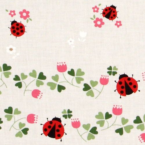 cute white curtain fabric ladybird cloverleaves Tessuto