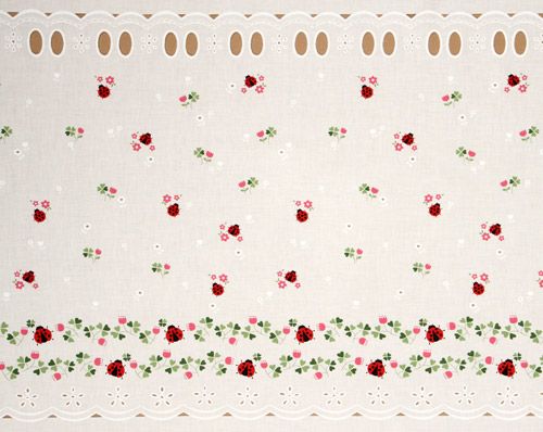 cute white curtain fabric ladybird cloverleaves 3