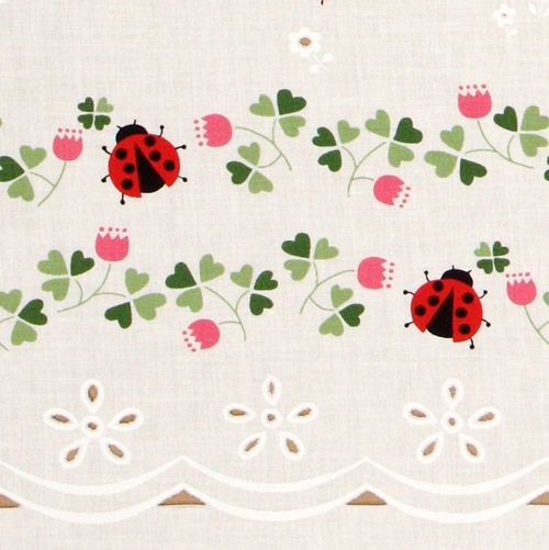 cute white curtain fabric ladybird cloverleaves 5