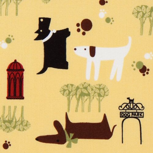 cute yellow dogs fabric paws Robert Kaufman 1