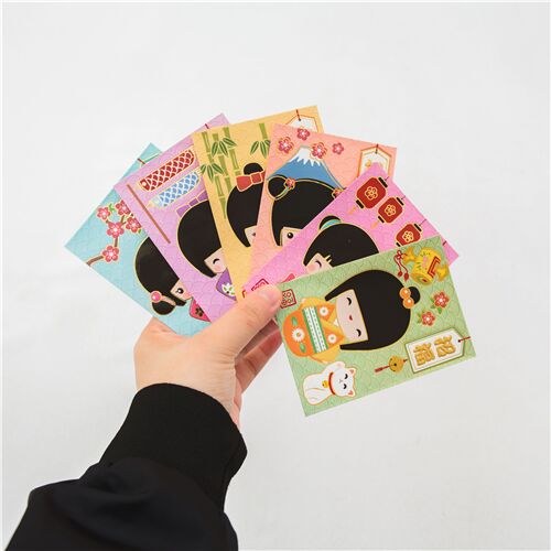 cute yellow envelope with Japanese girl doll 5