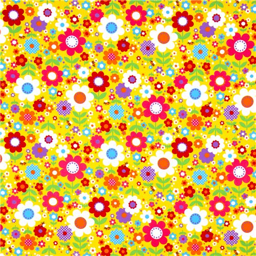 s��er gelber Blumen Stoff mit Bienchen kawaii 2